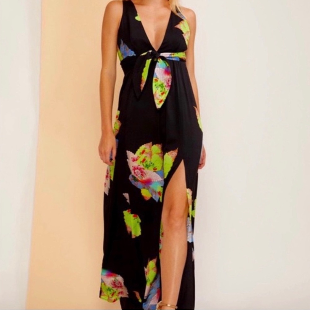 Cynthia Rowley 100% Silk Floral Maxi Dress Aurora